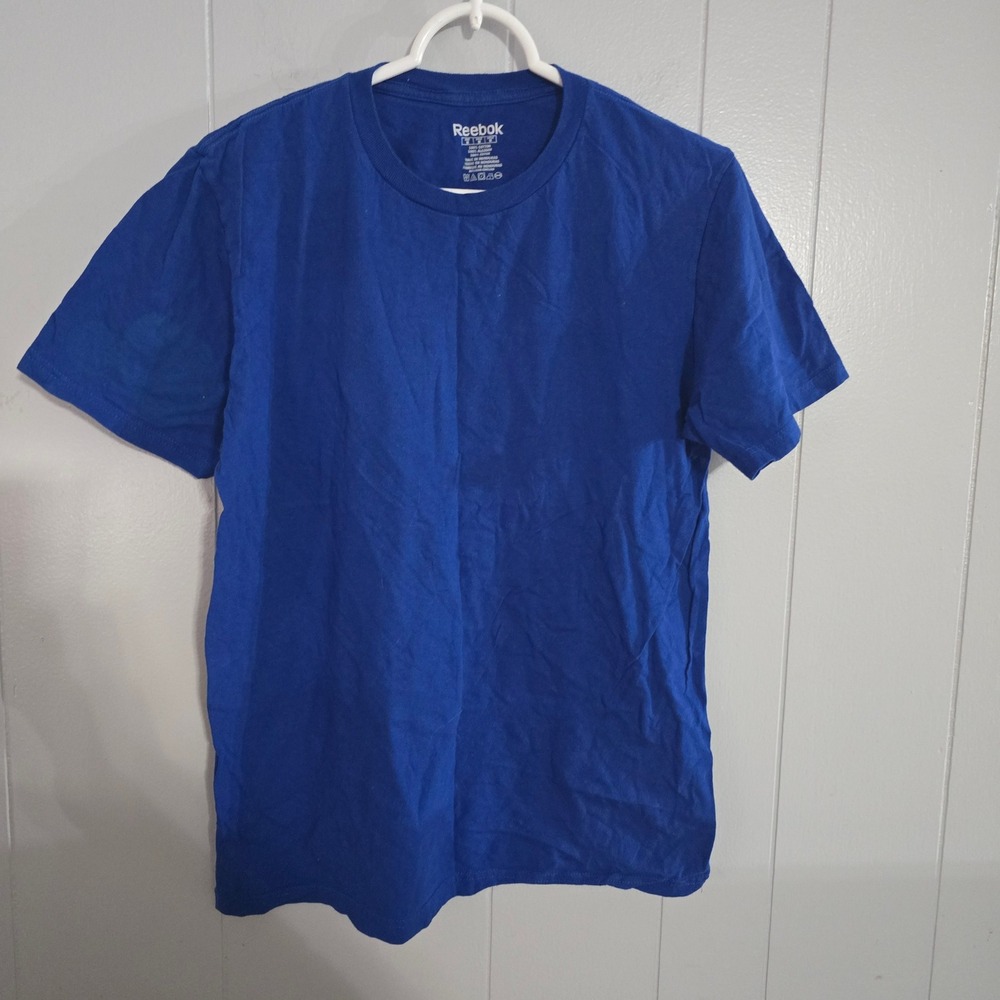 Reebok T-Shirt Mens Small Blue Short Sleeve Solid‎ Cotton Crew Neck Tee